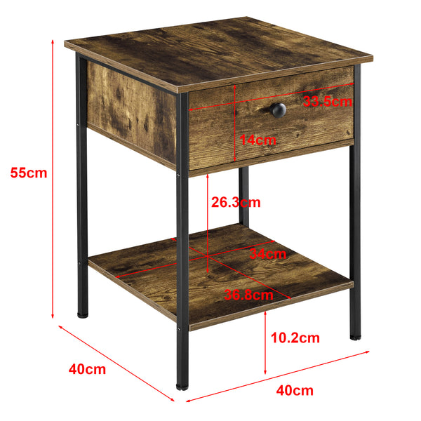 Sidebord Fagersta 40x40x55cm Mørkt træ en.casa