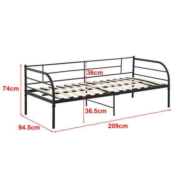 Day bed Falun 90x200cm med madras sort en.casa
