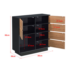 Sideskab Krokom 88x80x30 cm sort/mørkt træ en.casa