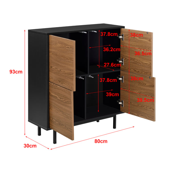 Gnosjö sideskab 80x30x93cm sort/mørkt træ en.casa