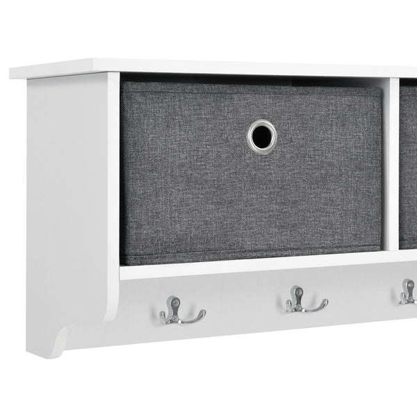 Vægknagerække Horsens med opbevaringsbokse 100x20x30cm hvid/grå en.casa