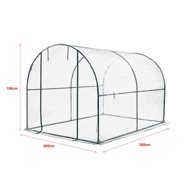 Drivhustunnel Grünwald 200x300x190cm PVC Transparent [en.casa]