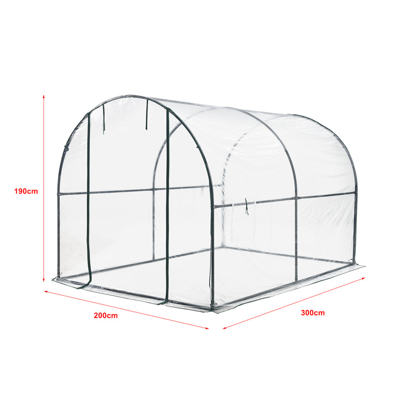 Målskitse Drivhustunnel Grünwald 200x300x190cm PVC Transparent [en.casa]
