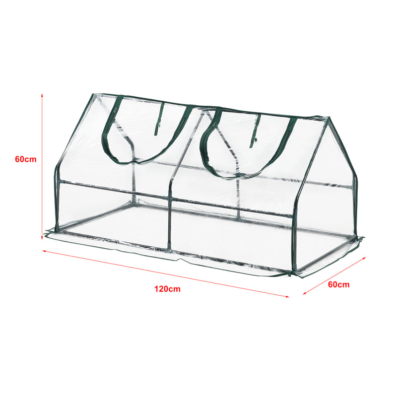 Målskitse Minidrivhus Laubach 120x60x60cm Gennemsigtig PVC-film [en.casa].