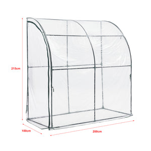 Vægdrivhus Juta 100x200x215cm PVC-film Transparent [en.casa]