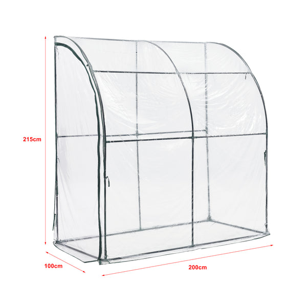 Vægdrivhus Juta 100x200x215cm PVC-film Transparent [en.casa]