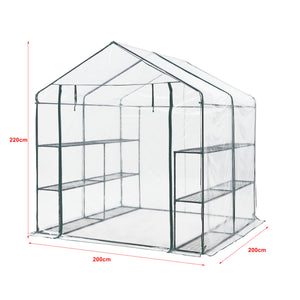 Drivhus Grünau med hylder 200x200x220cm Transparent [en.casa].