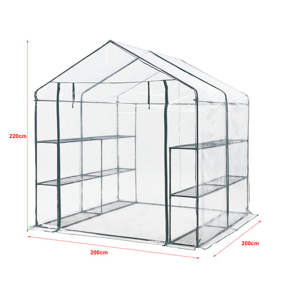 Drivhus Grünau med hylder 200x200x220cm Transparent [en.casa].