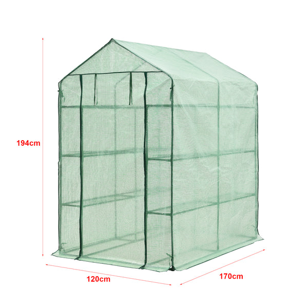 Drivhus Vale med hylder 120x170x194cm Grøn [en.casa].
