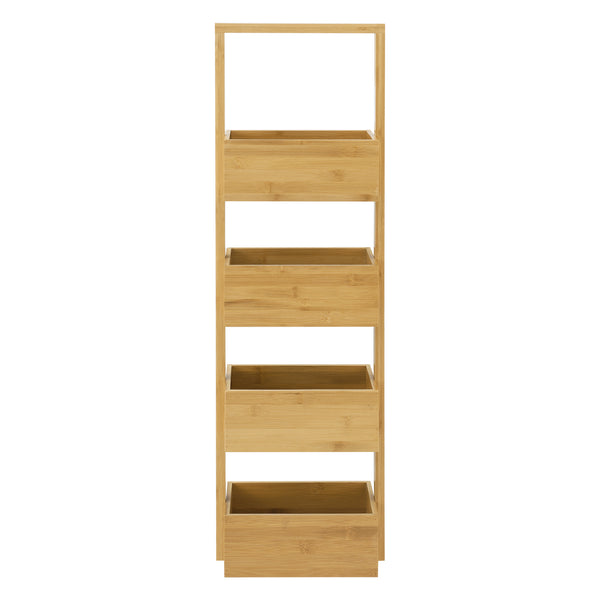 Badeværelseshylde Bardu med 4 hylder 28x16x88cm bambus [en.casa].