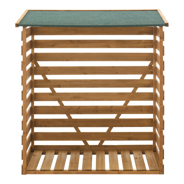 Brændeskjul 123x116x64cm naturligt grantræ [en.casa].