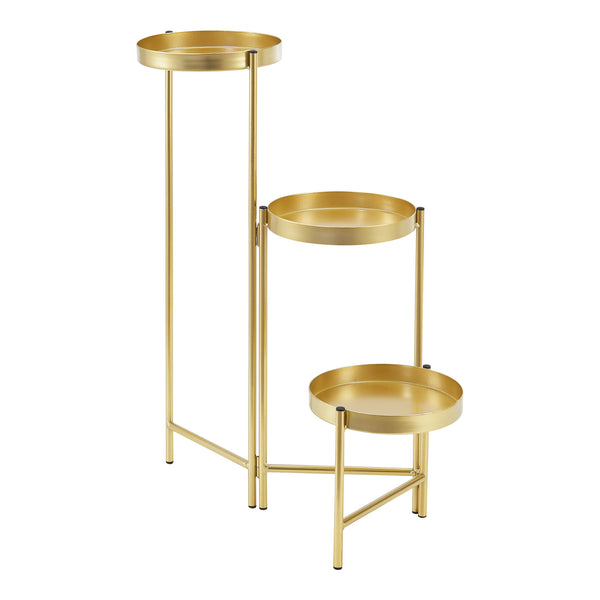 Kallo plantestativ med 3 messingfarvede plantebakker [en.casa].