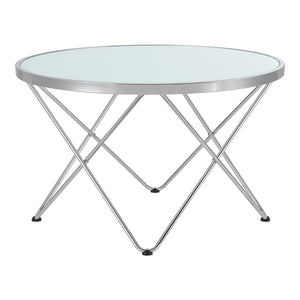 Sofabord Nikkeby metalstel sølv/mælkeglas-look [en.casa].