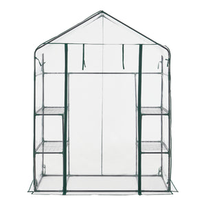 Hoorn drivhus med hylder 140x73x195cm Transparent [en.casa].