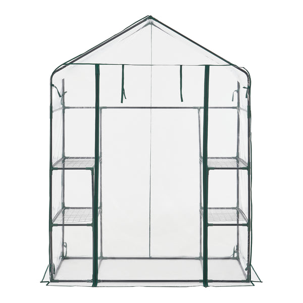 Hoorn drivhus med hylder 140x73x195cm Transparent [en.casa].