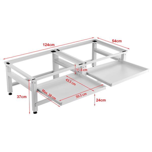 Vaskemaskine sokkel 2-fold Bothel med hylder 150 kg Hvid [en.casa]