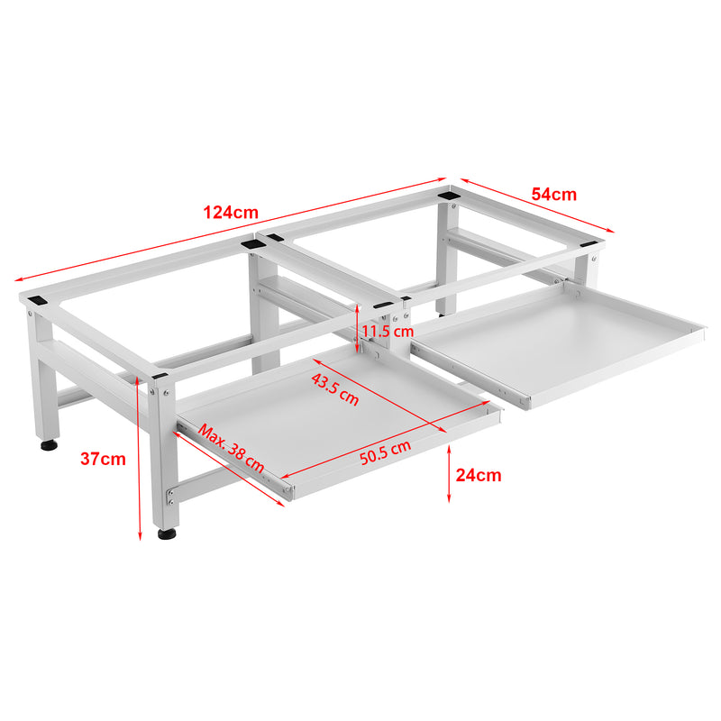 Målskitse Vaskemaskine sokkel 2-fold Bothel med hylder 150 kg Hvid [en.casa]