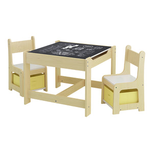 Børnebord med 2 stole Irixoa med kasser natur [en.casa]