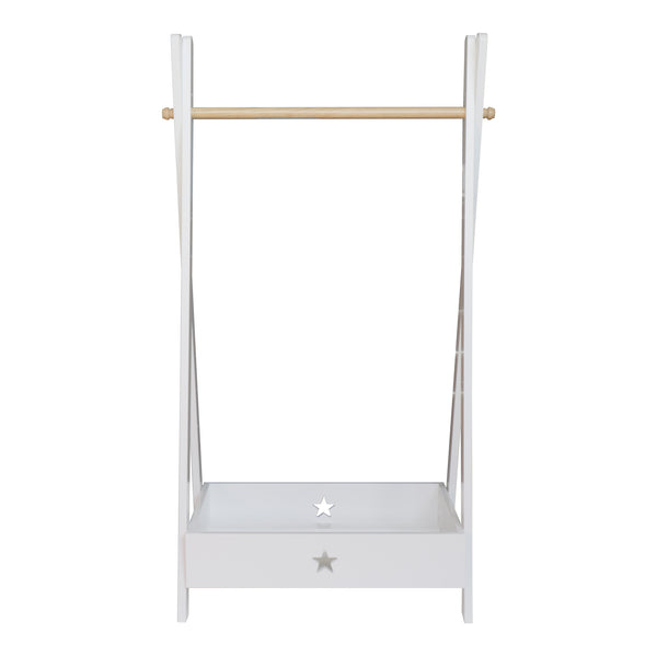 Laxe garderobestativ til børn 126x73x43 cm bambus hvid [en.casa].