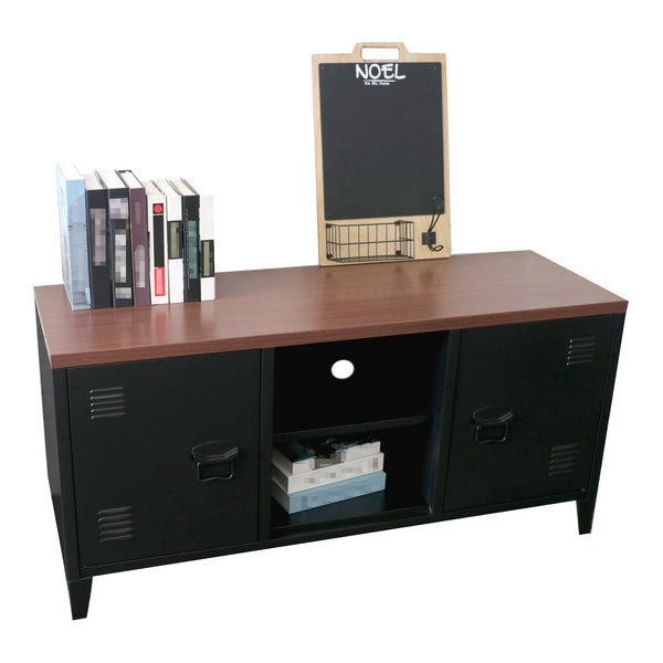 TV-bord Pälkäne 58 x 113 x 40 cm sort/trælook [en.casa].