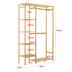 Knagerække Eurajoki 139x100x40 cm naturlig bambus [en.casa].