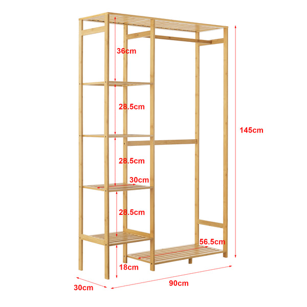 Knagerække Eurajoki 139x100x40 cm naturlig bambus [en.casa].