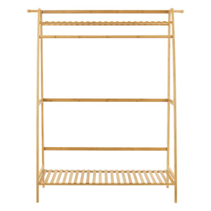Garderobestativ Föglö 139 x 100 x 40 cm naturlig bambus [en.casa].