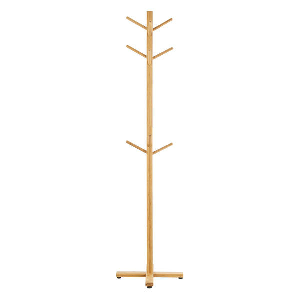 Garderobestativ Jämsä 176 x 38 x 38 cm 12 kroge bambus natur [en.casa].