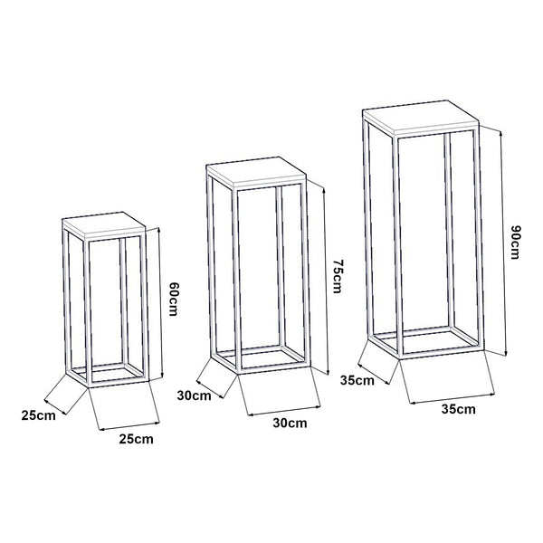 Kontiolahti sofabord sæt med 3 i sort/træ-look ALT [en.casa]