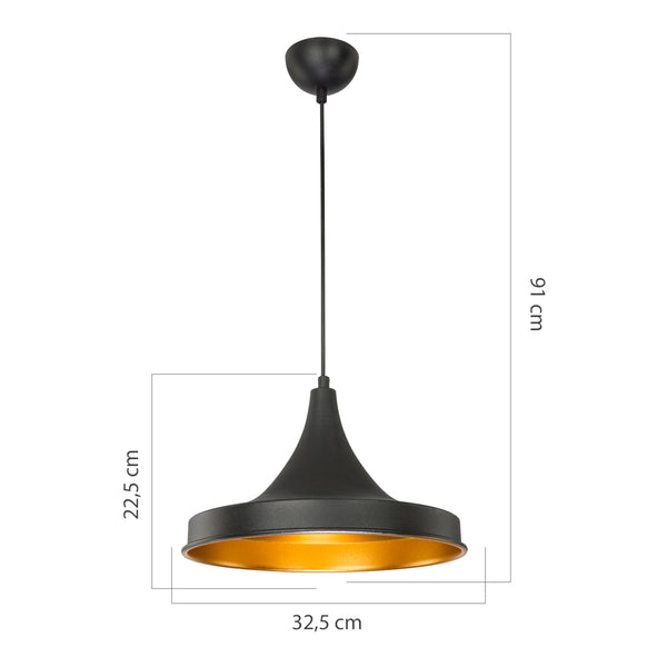 Pendellampe Bamber Bridge 22,5 x 32,5 cm 1-lys sort/messingfarvet [lux.pro].
