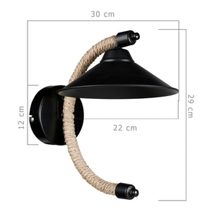 Væglampe Cannock E27 metal jute reb sort / jute farvet [lux.pro]