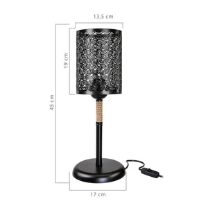 Bordlampe Filton E27 metal jute reb sort / jute farver [lux.pro].