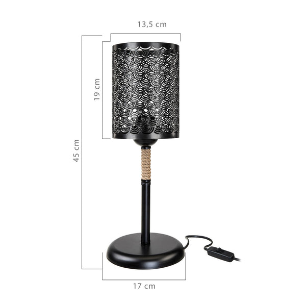 Bordlampe Filton E27 metal jute reb sort / jute farver [lux.pro].