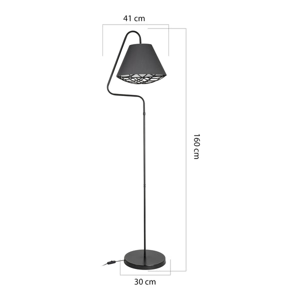 Gulvlampe Gateshead E27 metal tekstil sort/grå [lux.pro]