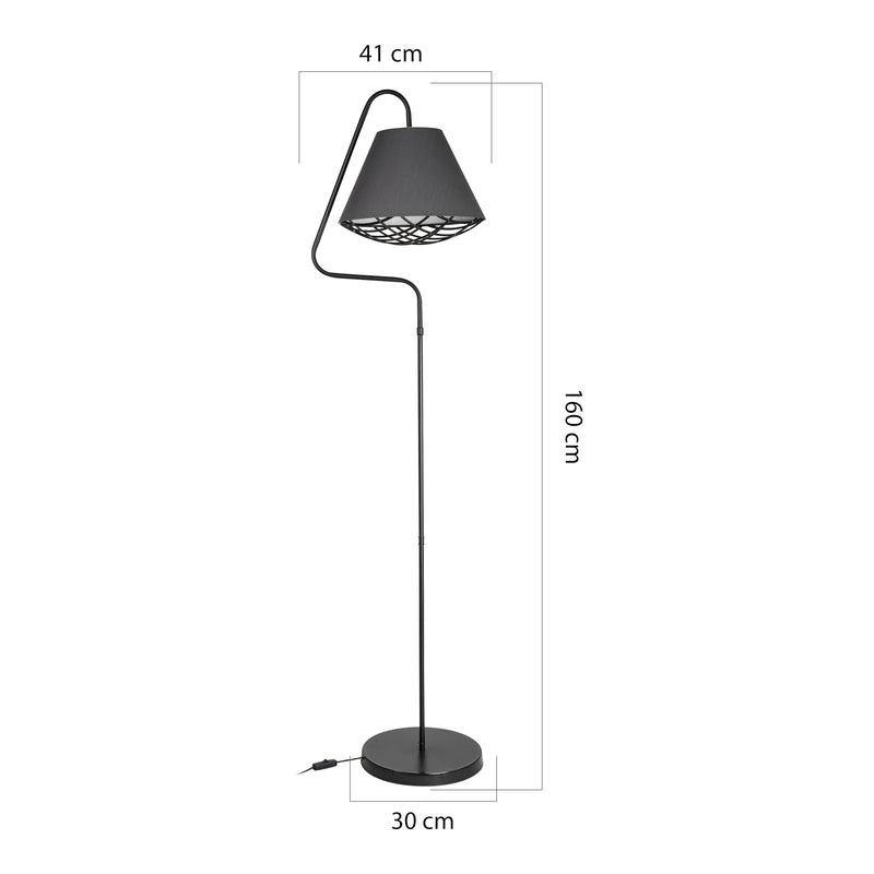 Målskitse Gulvlampe Gateshead E27 metal tekstil sort/grå [lux.pro]