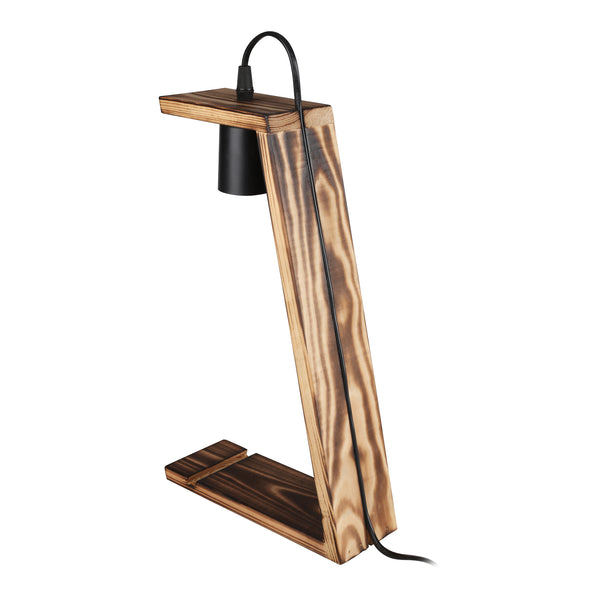 Bordlampe Gillingham E27 massivt træ sort / trælook [lux.pro]
