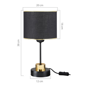 Bordlampe Gravesend E27 metal tekstil sort/messingfarvet [lux.pro].