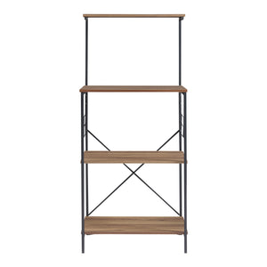 Stående hylde Billund med 4 hylder 133 x 60 x 42 cm sort/valnød-look [en.casa]