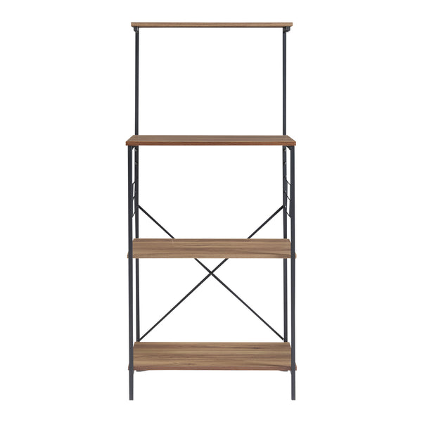 Stående hylde Billund med 4 hylder 133 x 60 x 42 cm sort/valnød-look [en.casa]