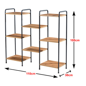 Birkerød stående hylde med 8 hylder 100 x 110 x 30 cm sort/valnød look [en.casa].