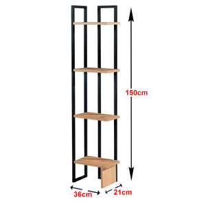 Stående hylde Bjergsted med 4 hylder 150 x 36 x 21 cm sort/valnød look [en.casa]