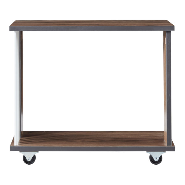 Haarby sidebord med 4 hjul 42x50x24 cm egetræslook [en.casa]