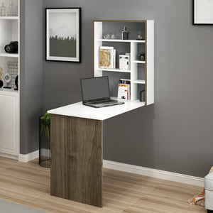 Greve folde-ud-bord i hvid/valnød-look [en.casa].