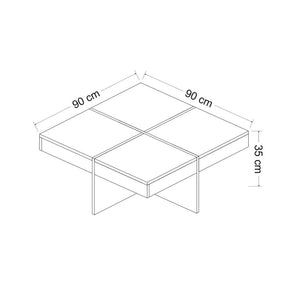 Sofabord Fjerritslev 35x90x90 cm marmorlook sort [en.casa].