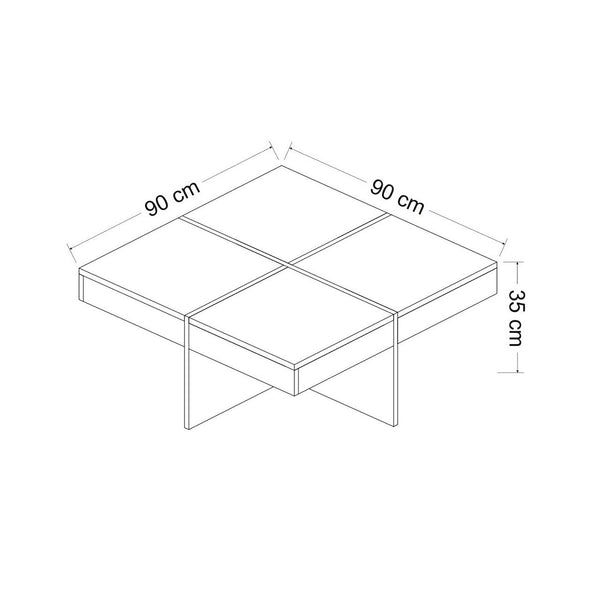Sofabord Fjerritslev 35x90x90 cm marmorlook sort [en.casa].