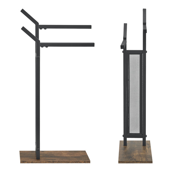 Håndklædestang Telavi stål 88x40x20cm sort/træ-look [en.casa].