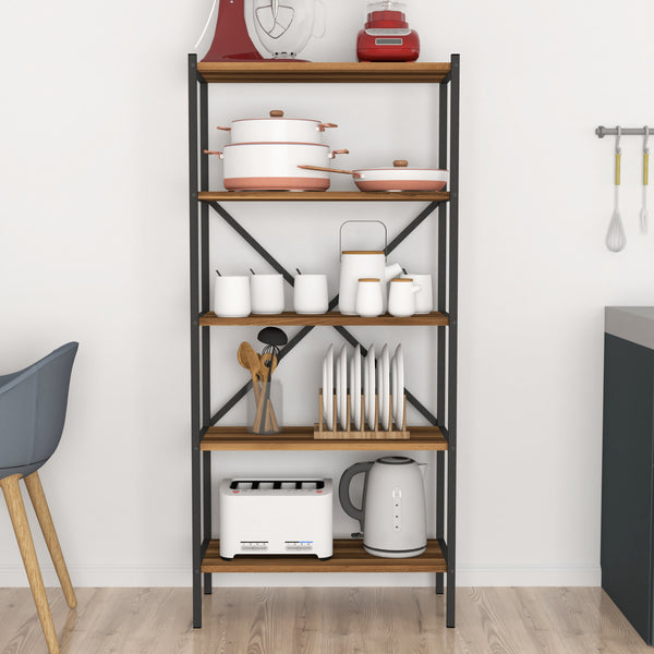 Køkkenhylde Tomelilla 160x66x34 cm valnød/antracit [en.casa]