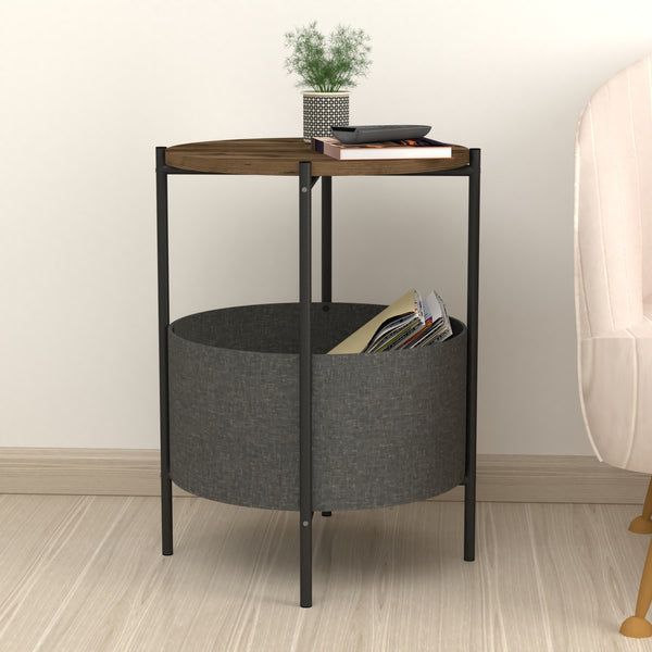 Sidebord Hofors 60x43cm antracit/eg-look, antik [en.casa]