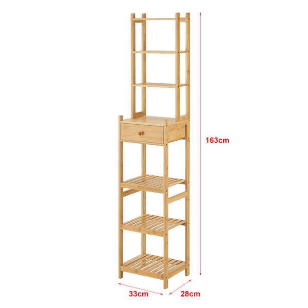 Stående hylde Siilinjärvi lavet af bambus 163 x 33 x 28 cm op til 5 kg natur [en.casa].