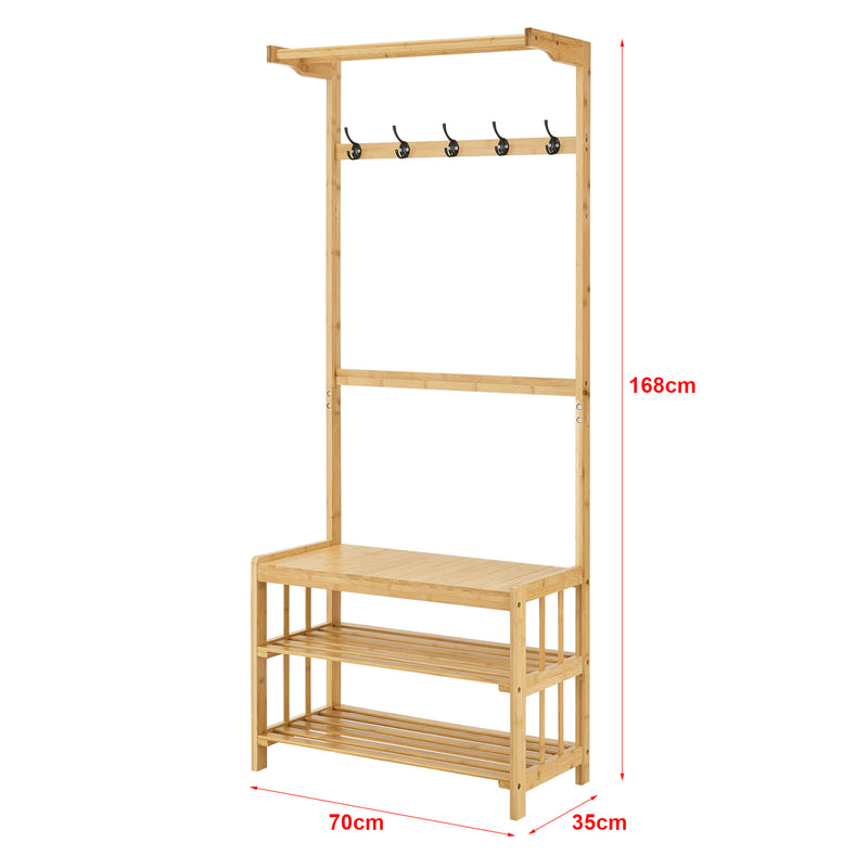 Målskitse Knagerække Tornio 168 x 70 x 35 cm lavet af naturlig bambus [en.casa].